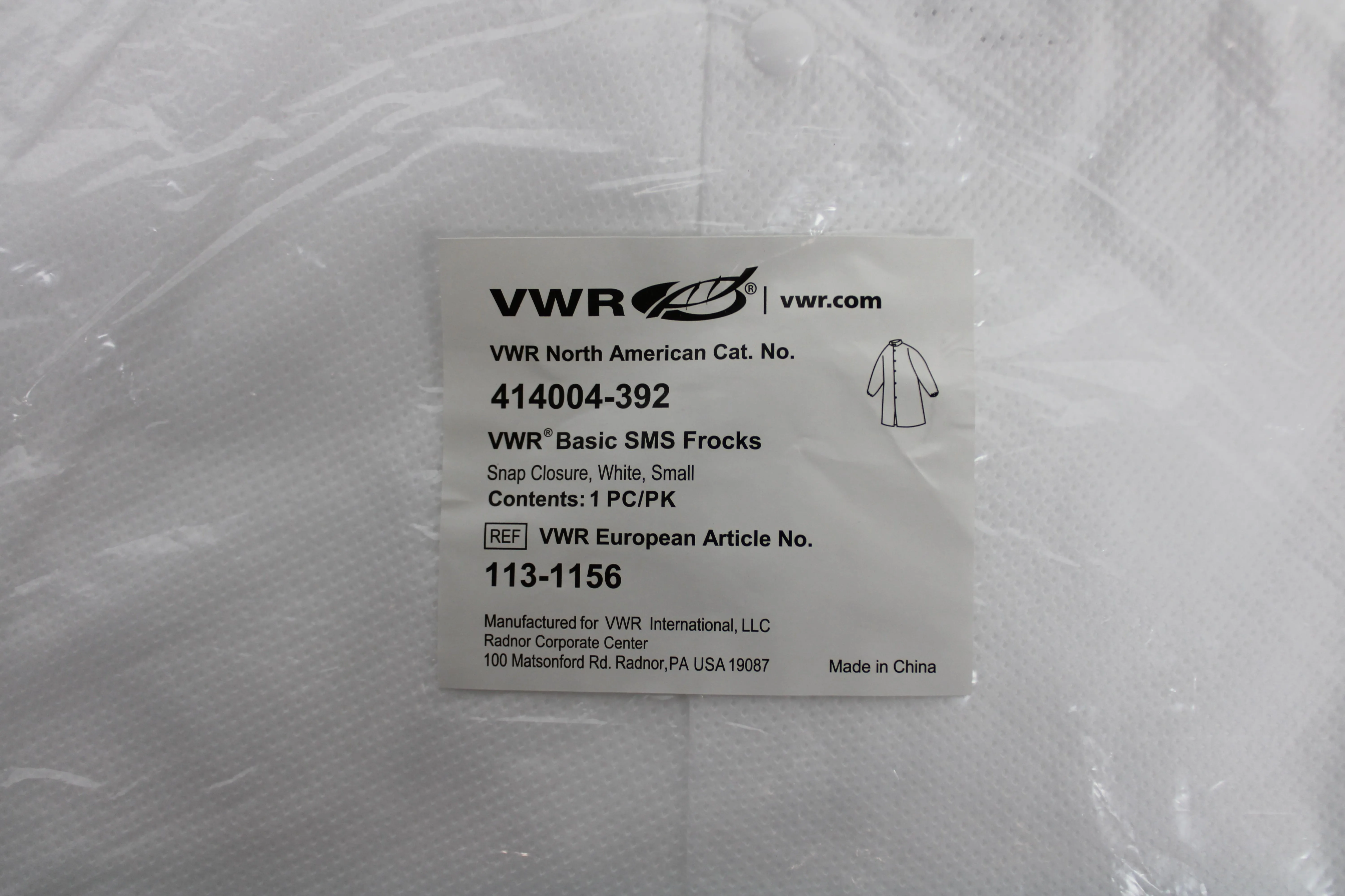 VWR Basic Frocks SMS Protective Laboratory Jacket, New