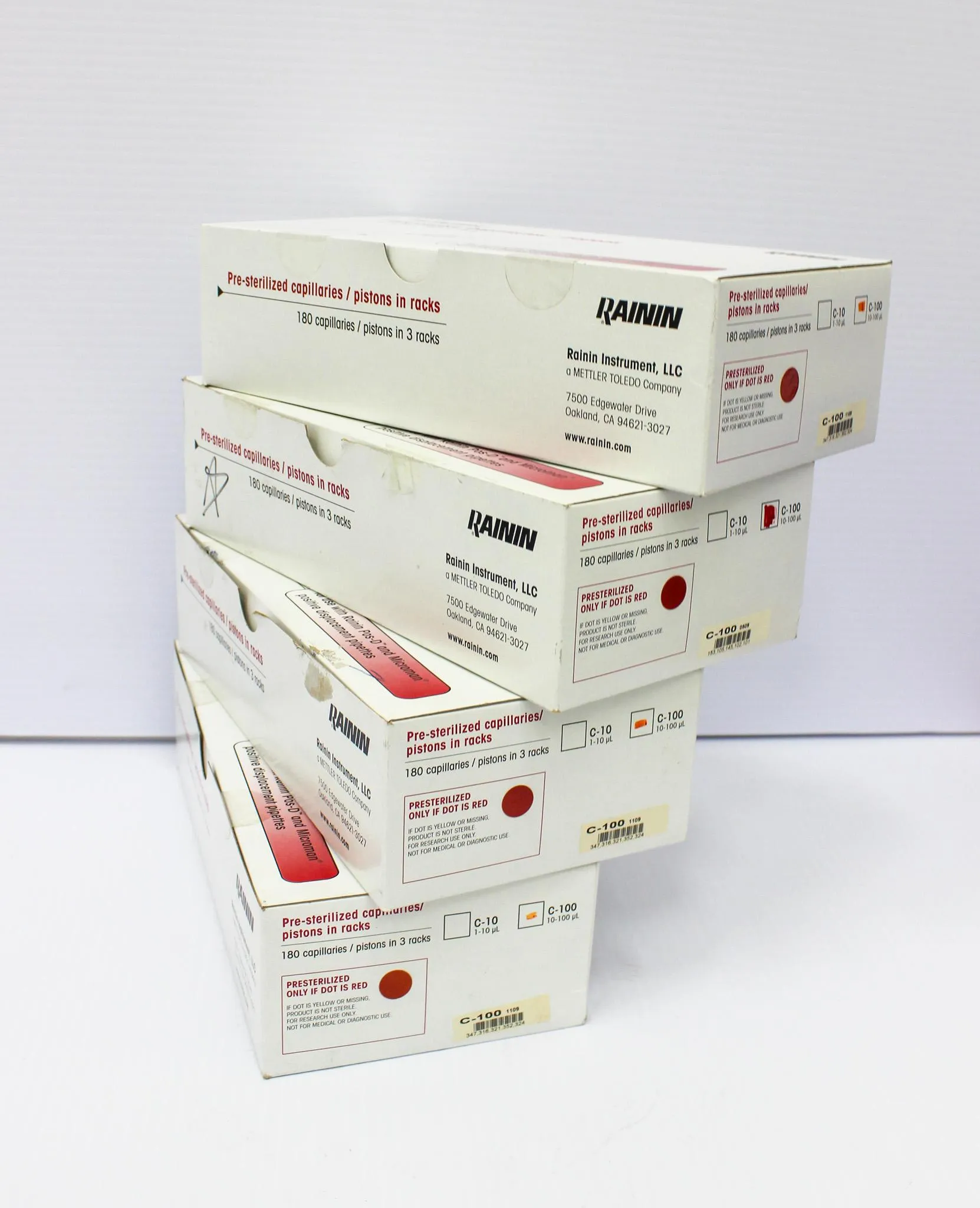 Rainin Pre-Sterilized Disposable Capillaries / Pistons C-100 (10-100uL) - New in Box (Set of Four Boxes)