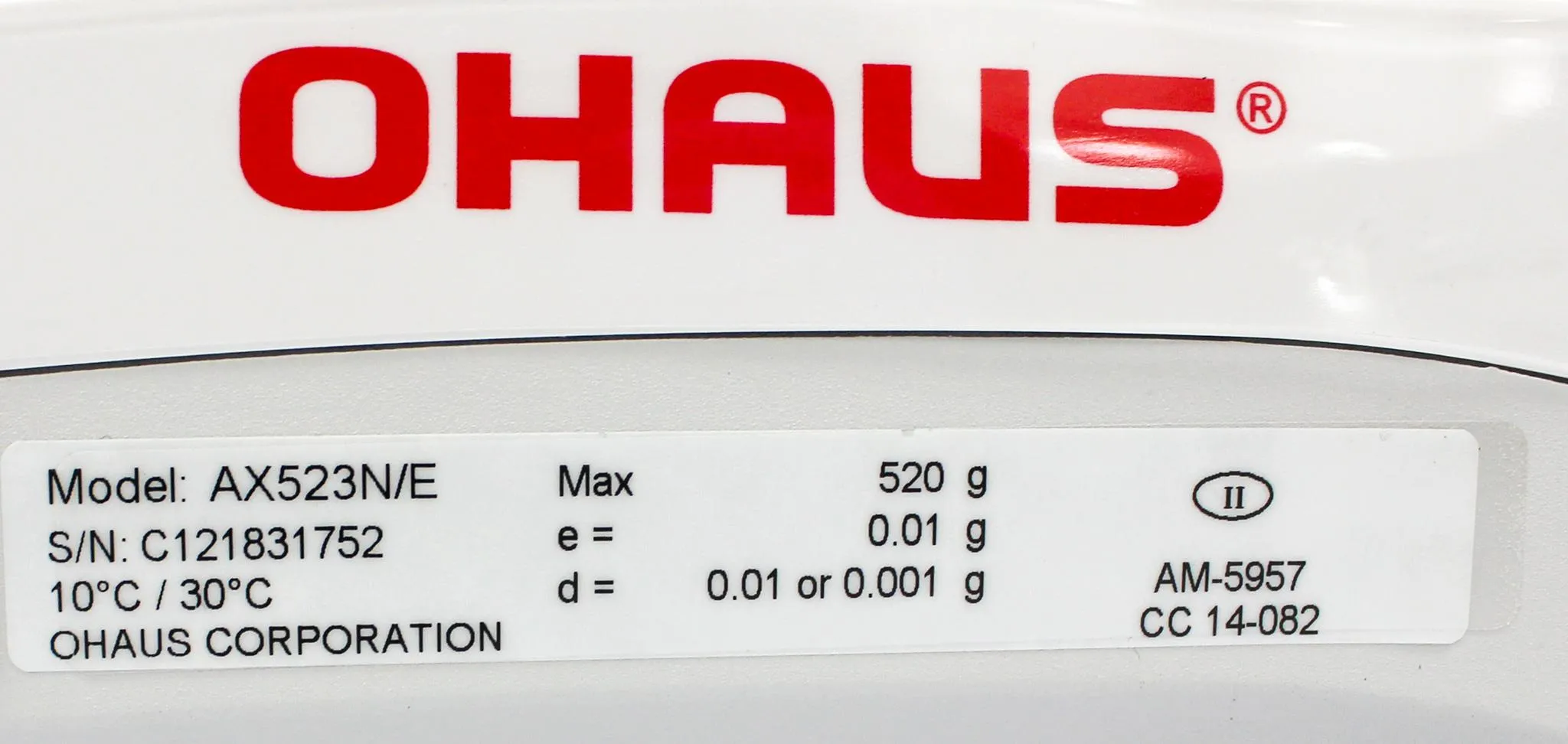 Ohaus AX523N/E Analytical Balance Precision with 520g Capacity and 0.001g Readability