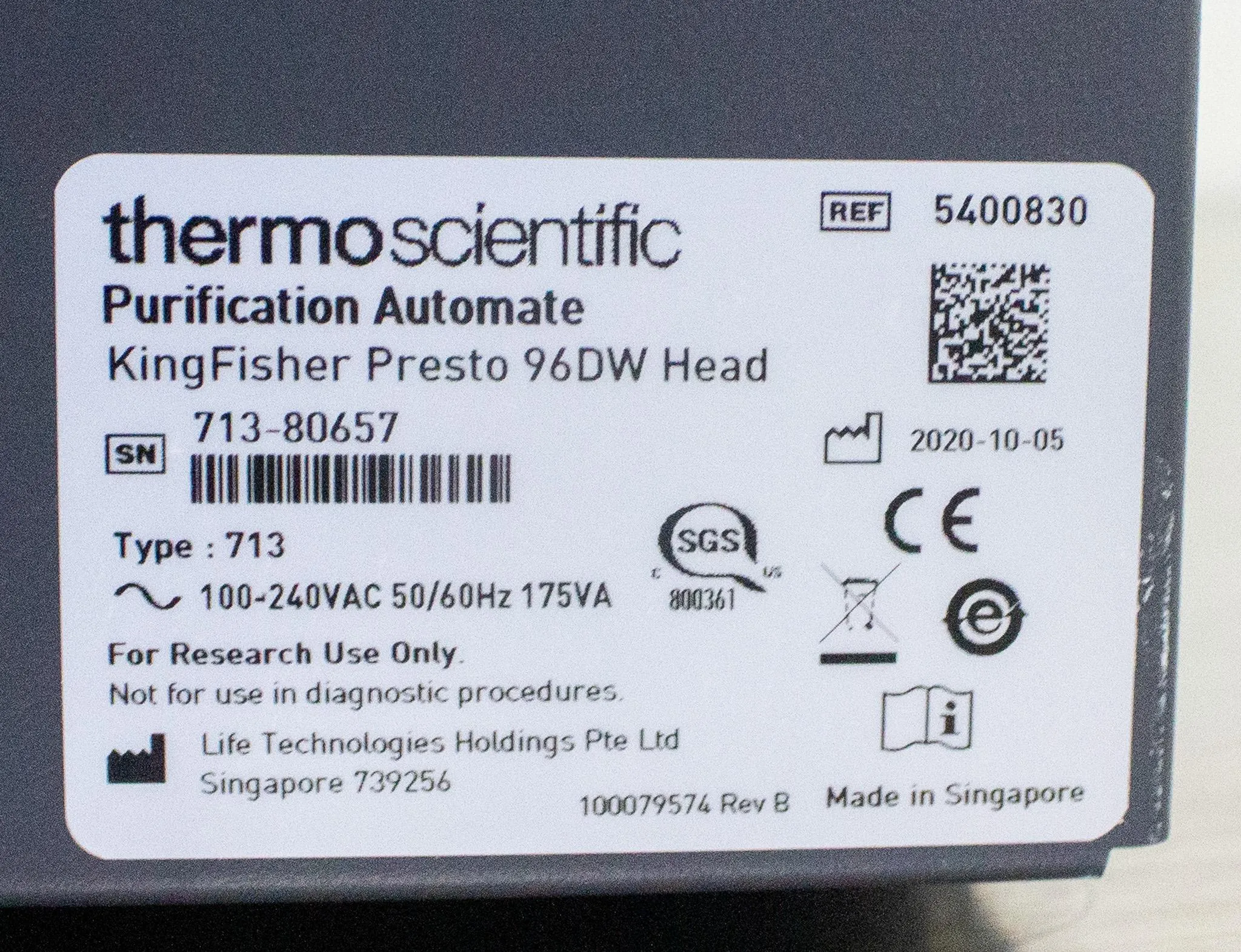 Thermo Scientific KingFisher Presto Purification System with 96 DW Head 5400830