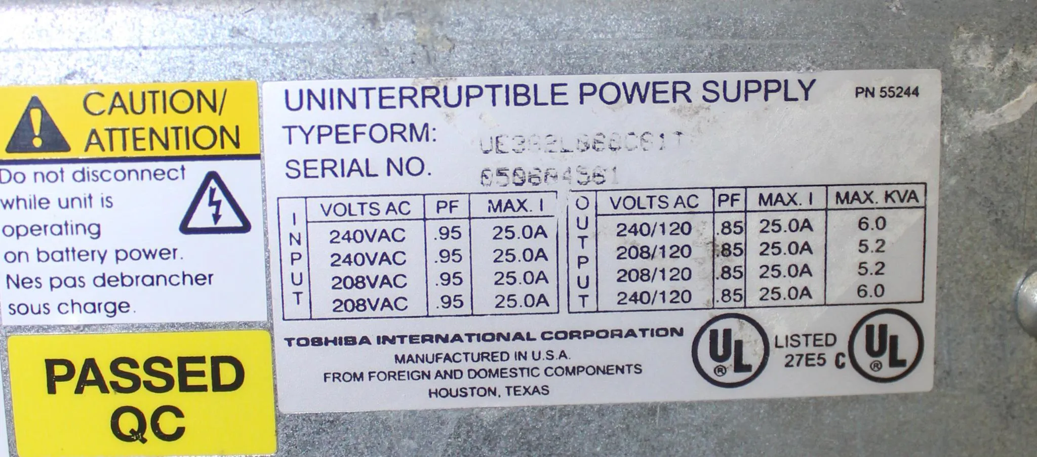 Toshiba 1600EP Series UPS