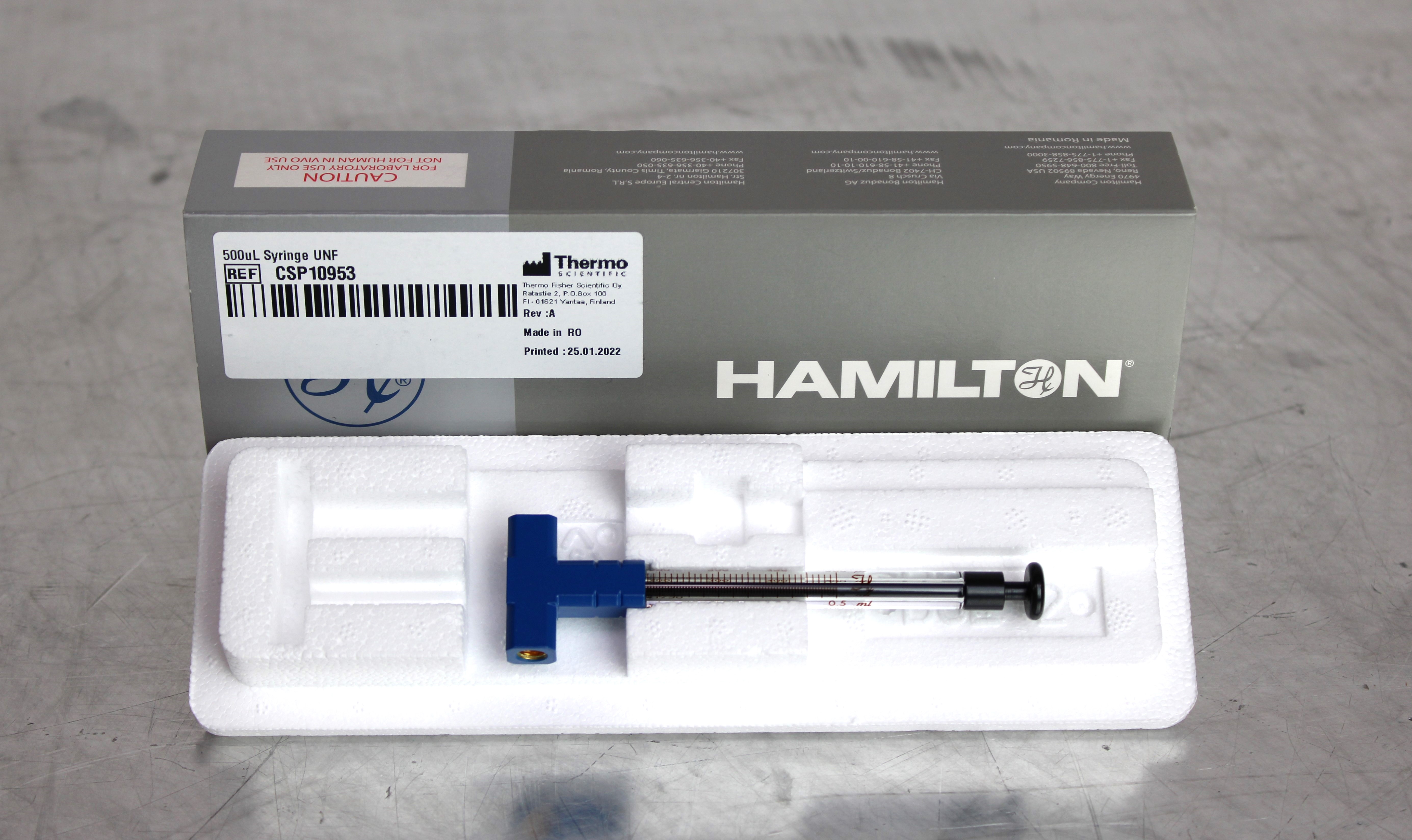 Hamilton SYR 500 uL, 1750 blue kone, P/N: 208828 Syringe Hamilton SYR 500 uL, 1750 blue kone, P/N: 208828 Syringe