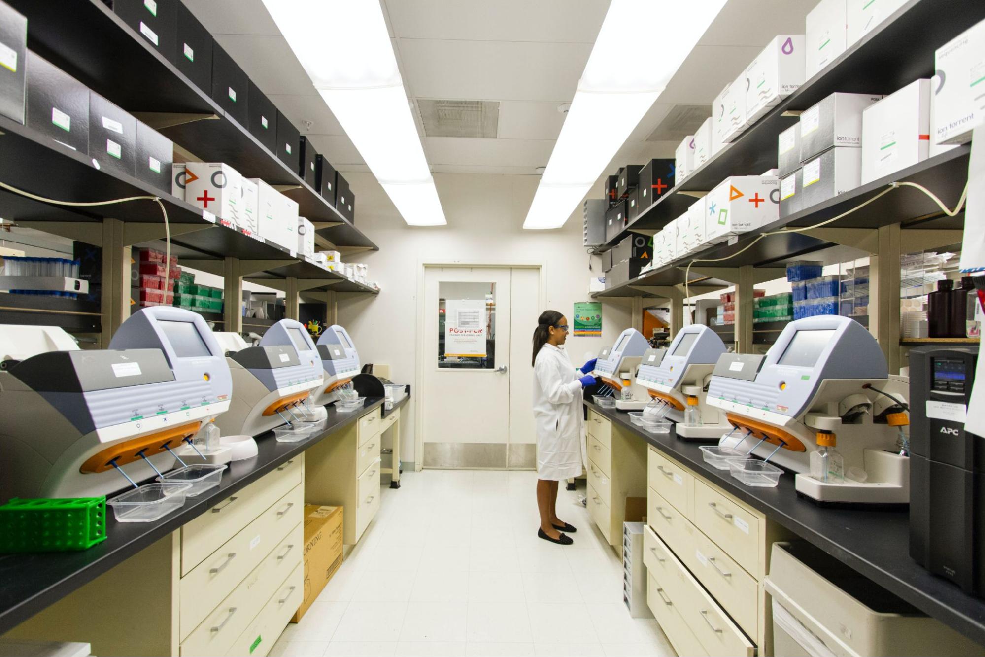Biologist using used lab equipment